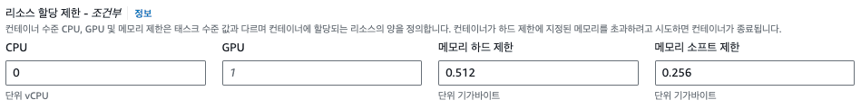ecs 태스크 메모리 하드 제한 소프트 제한