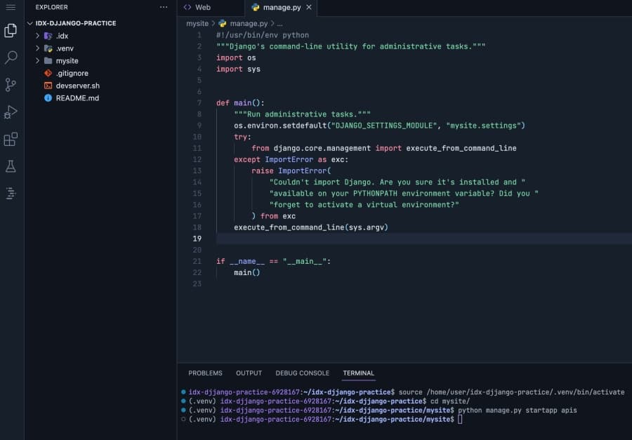 Google Project IDX Terminal