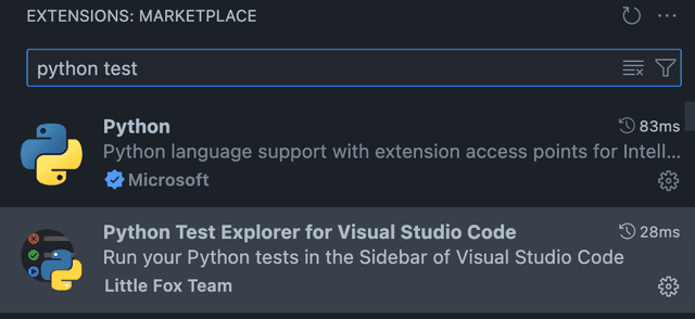 Python Test Explorer for Visual Studio Code 검색